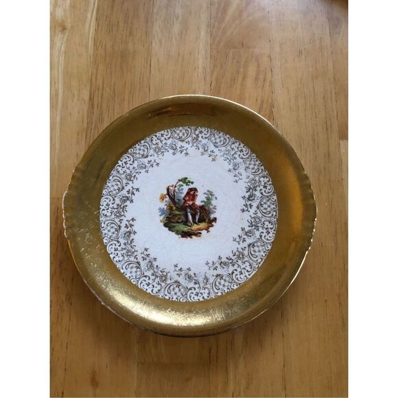 Vintage Paden City Pottery 22kt Gold Warranted Serving Set Of 4 Plate - Picture 8 of 16